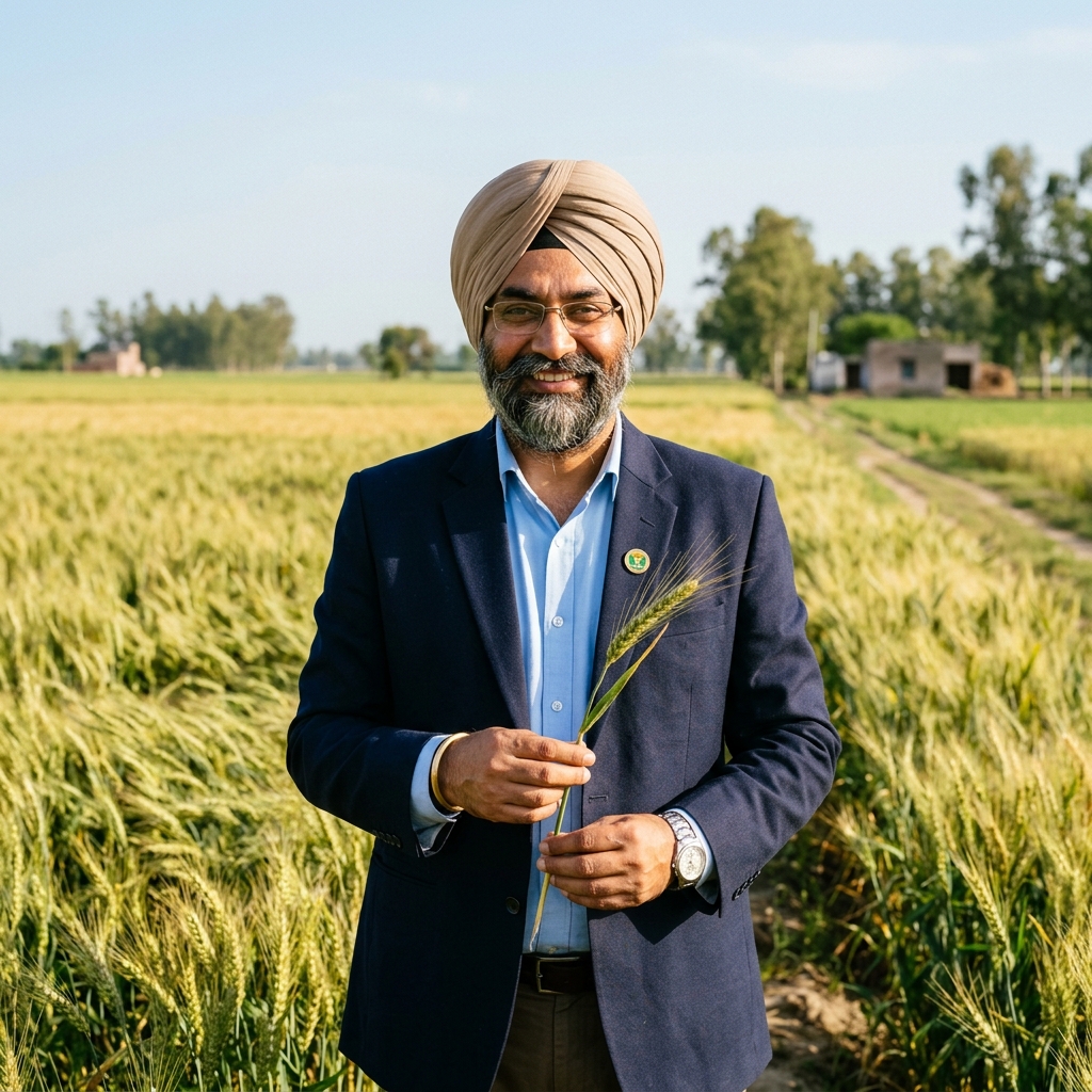 Agronomy Expert Dr. Harpreet Singh analyzing crop health